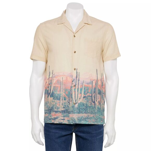 Sonoma Goods For Life Men's SS Camp Shirt Cotton Linen Blend SZ XL: NWOT - Picture 1 of 9